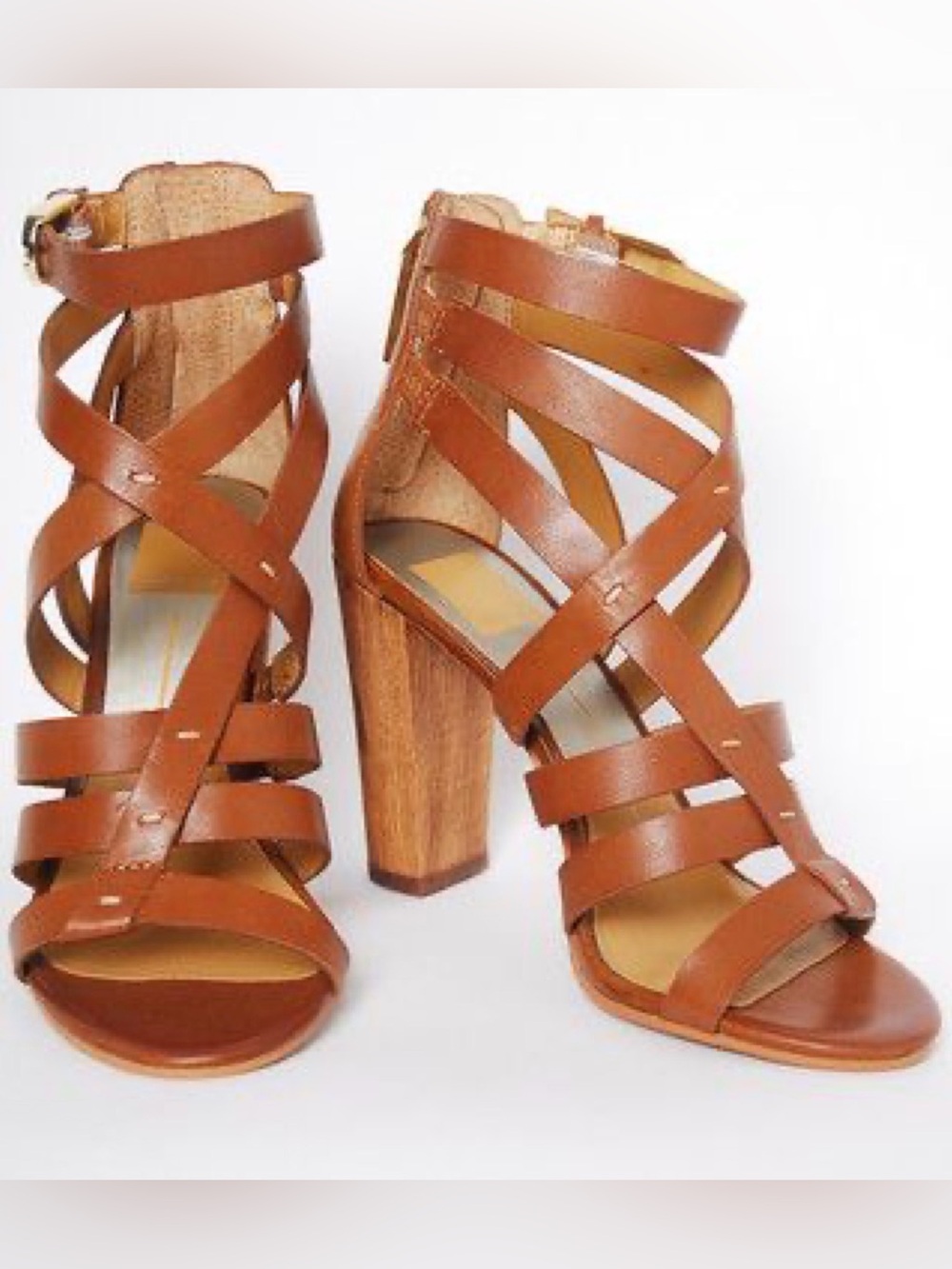 Dolce Vita Strappy Block Heel Sandals - Brown Size 8.5